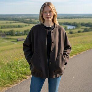 Vicolo Brown Wool Boyfriend Oversized Jacket Made in Italy NWT Size S